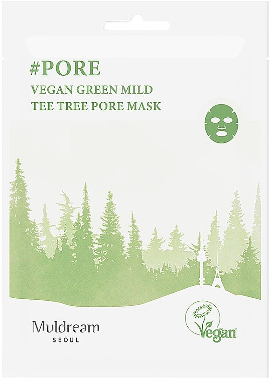 Tuchmaske für das Gesicht für fettige und Mischhaut - Muldream Vegan Green Mild Tee Tree Pore Mask — Bild N1