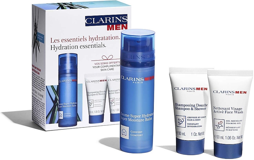 Set - Clarins Men Hydration Essentials (f/balm/50ml + wash/gel/30ml + shm/sh/gel/30ml) — Bild N2