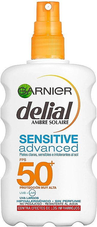 Sonnenschutzspray für empfindliche Haut SPF 50 - Garnier Delial Ambre Solaire Advanced Sensitive Sunscreen Spray SPF50 — Bild N1