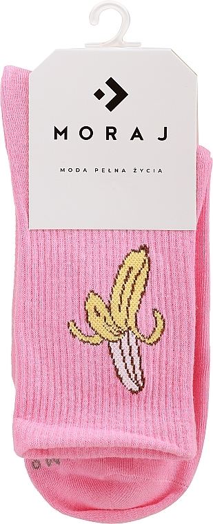 Lange Damensocken Ein Paar rosa mit Banane - Moraj — Bild N1