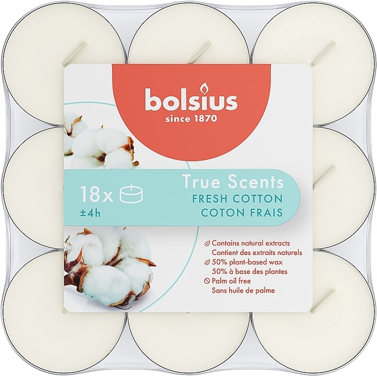 Teelicht-Set Baumwolle, 4H - Bolsius Fresh Cotton Candle — Bild N1