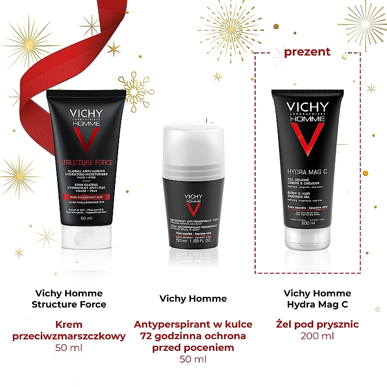 Körperpflegeset - Vichy Homme Structure Force (Lotion 50ml + Deo Roll-on 50ml + Duschgel 200ml + Kosmetiktasche) — Bild N4