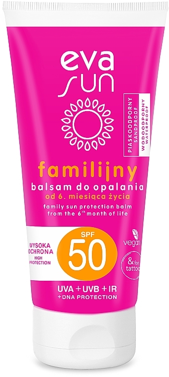 Balsam gegen Sonnenbrand SPF 50 mit Bernstein-Biokomplex und Vitamin E für die ganze Familie und Kinder ab 6 Monaten - Eva Natura Family Sun Protection Balm SPF50 — Bild N1