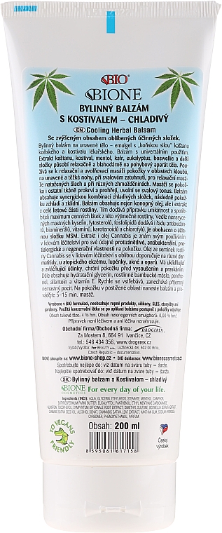 Kühlender Kräuter-Körperbalsam mit Hanf und Beinwell - Bione Cosmetics — Bild N2