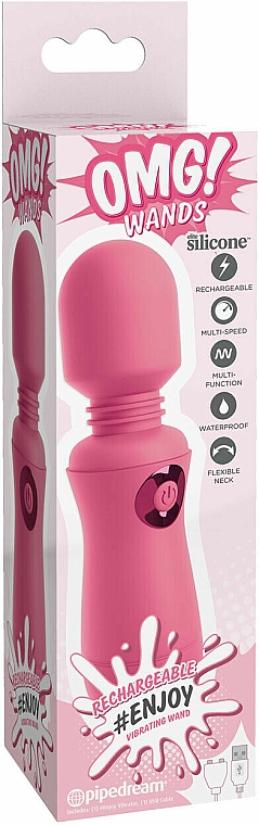 Vibrator pink - PipeDream OMG! Wands #Enjoy Rechargeable Vibrating Wand Pink — Bild N1