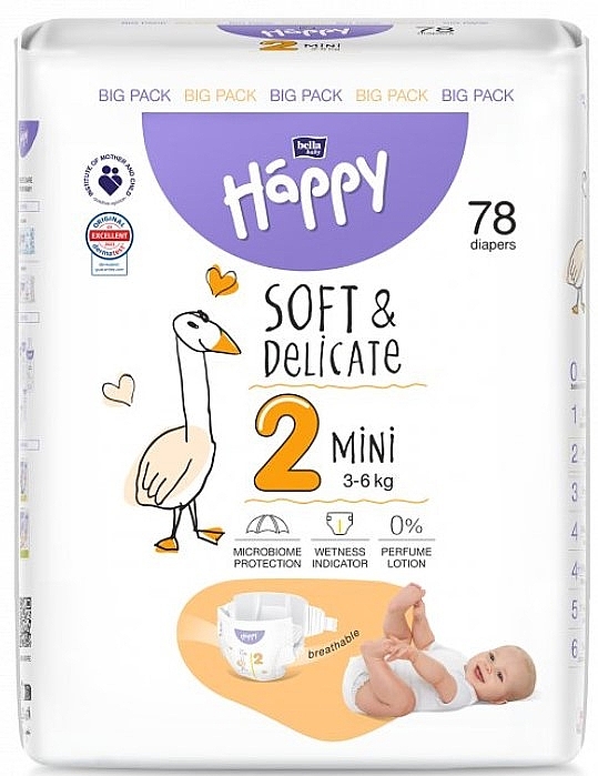 Babywindeln 3-6 kg Größe 2 Mini 78 St. - Bella Baby Happy Soft & Delicate  — Bild N1