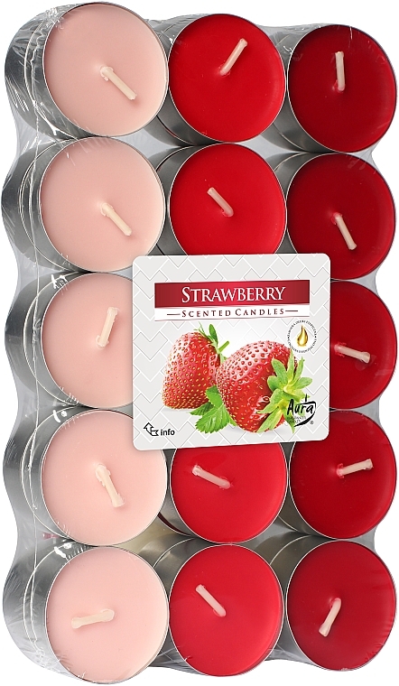 Teekerze Erdbeere 30 St. - Bispol Strawberry Scented Candles — Bild N1