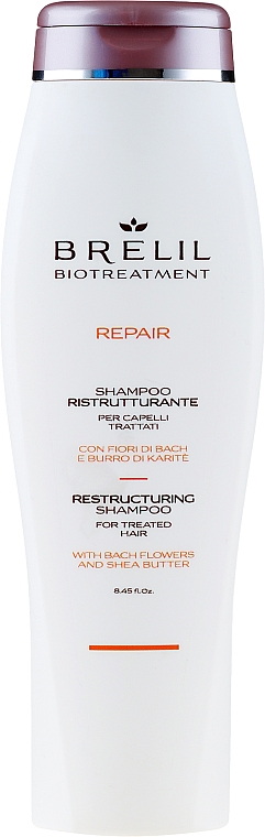 Aufbauendes Shampoo mit Sheabutter und Bachblüten - Brelil Bio Treatment Repair Shampoo — Bild N1