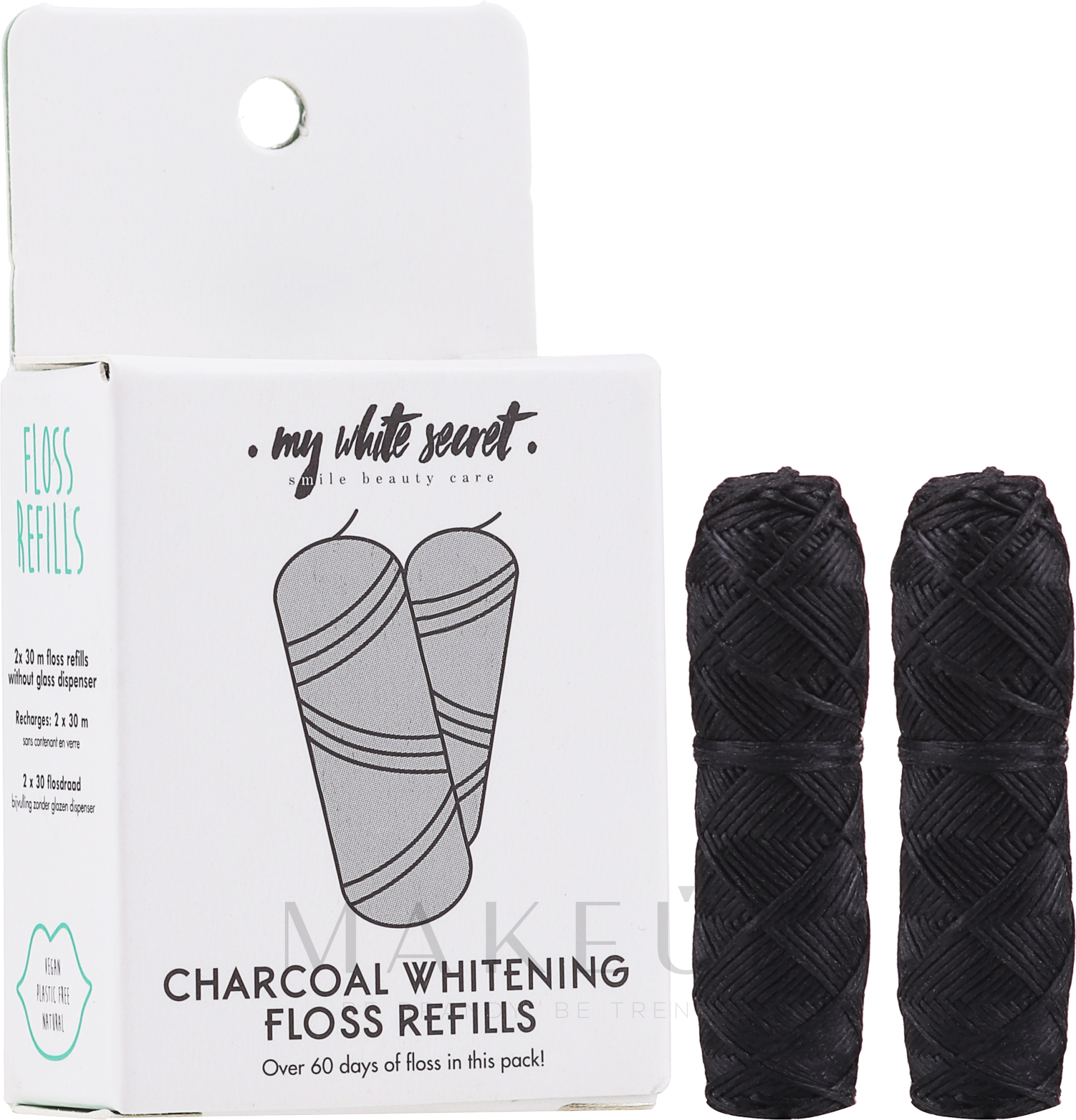 Zahnseide mit Aktivkohle - My White Secret Charcoal Whitening Floss Refill (Refill) — Bild 2 x 30 m