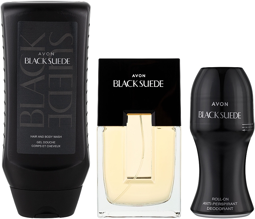 Avon Black Suede Aftershave Gift Set - Duftset (Eau de Toilette 75ml + Deodorant 50ml + Duschgel 250ml) — Bild N2