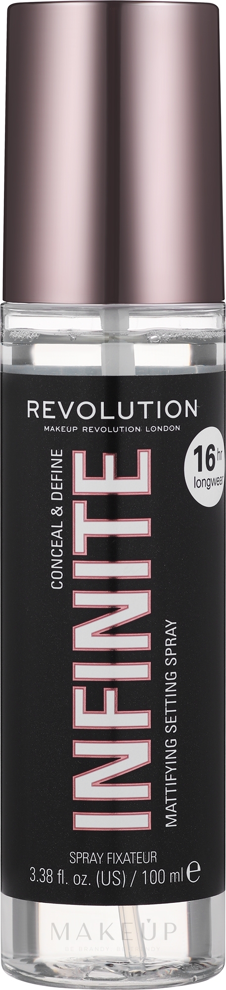 Langanhaltendes und mattierendes Make-up Fixierspray - Makeup Revolution Conceal & Define Infinite Makeup Fixing Spray 16H — Bild 100 ml