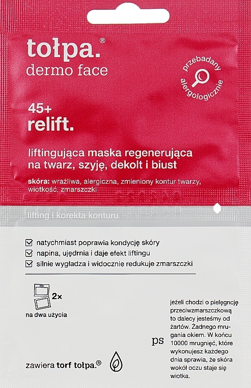 Maske-Serum für Gesicht, Hals, Dekolleté und Brust 45+ - Tolpa Dermo Face Relift 45+ Mask