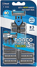 Düfte, Parfümerie und Kosmetik Rasierer mit 12 Ersatzklingen - Dorco Pace Cross 3