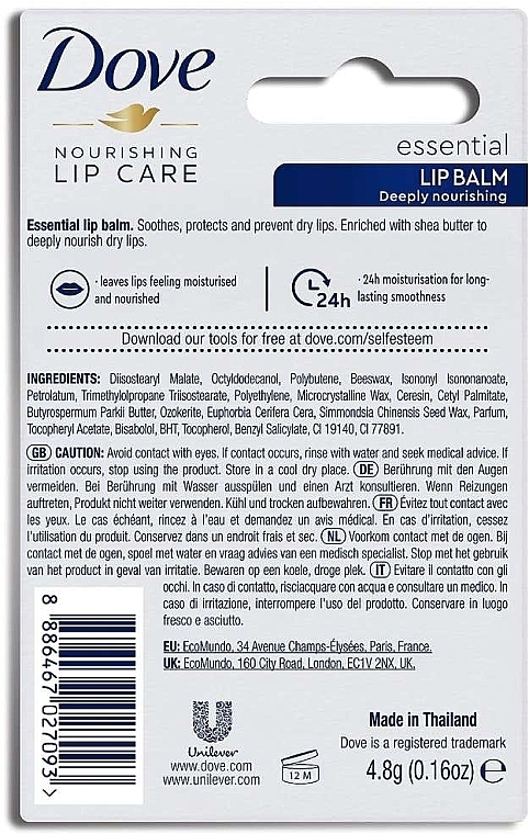 Feuchtigkeitsspendender Lippenbalsam - Dove Lip Balm Care Essential — Bild N3