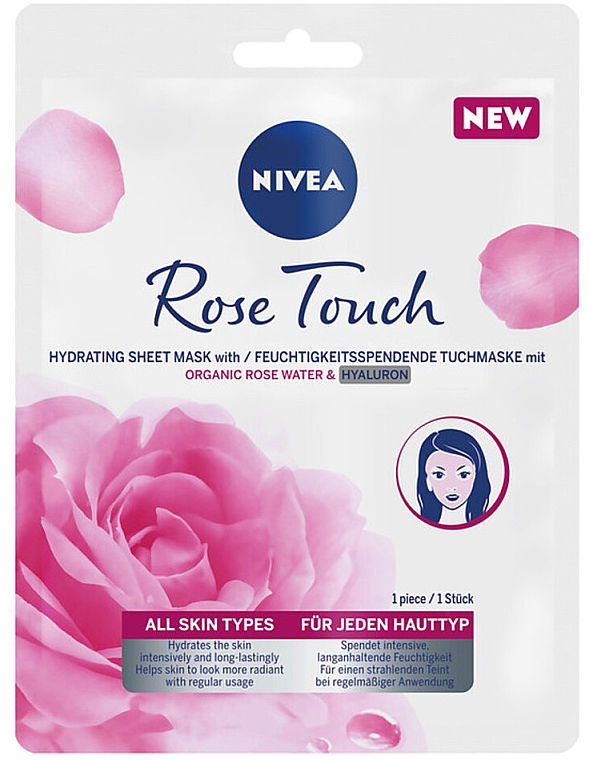Tuchmaske für das Gesicht mit Hyaluronsäure und Bio-Rosenwasser - Nivea Rose Touch Hydrating Sheet Mask With Organic Rose Water & Hyaluron — Bild N1