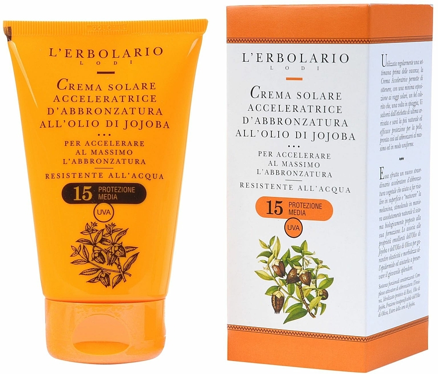 Bräunungscreme mit Jojobaöl SPF 15 - L'Erbolario Crema Solare Acceleratrice D'Abbronzatura All'Olio Di Jojoba — Bild N2