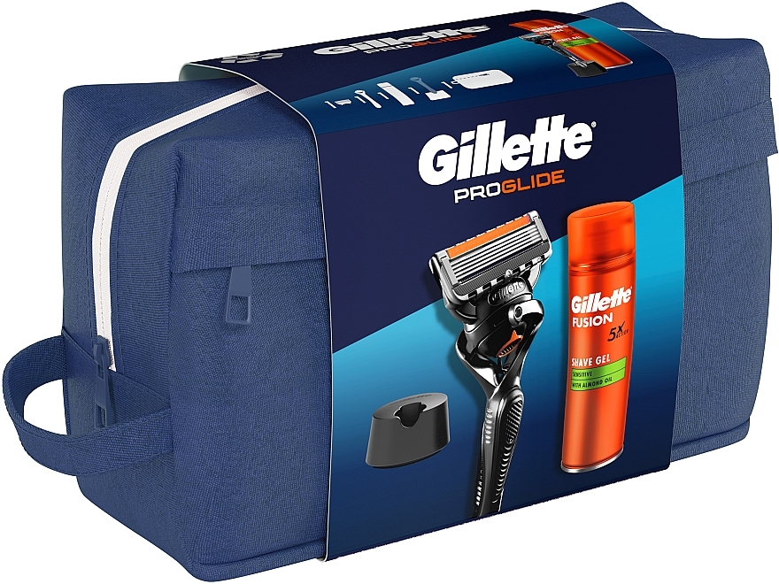 Gesichtspflegeset - Gillete Proglide (Duschgel 200ml + Rasierer 1 St. + Kosmetiktasche + Zubehör 1 St.) — Bild N2