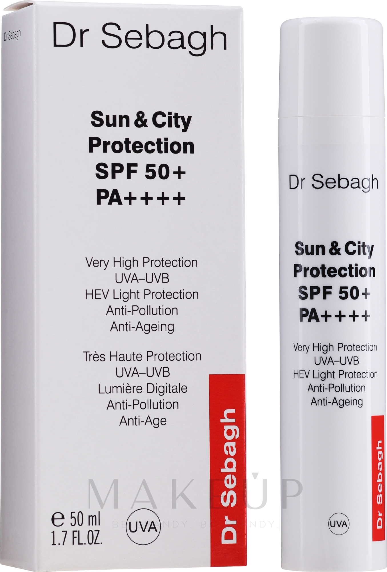 Anti-Aging Sonnenschutzcreme für das Gesicht SPF 50 - Dr Sebagh Sun & City Protection SPF 50 — Bild 50 ml
