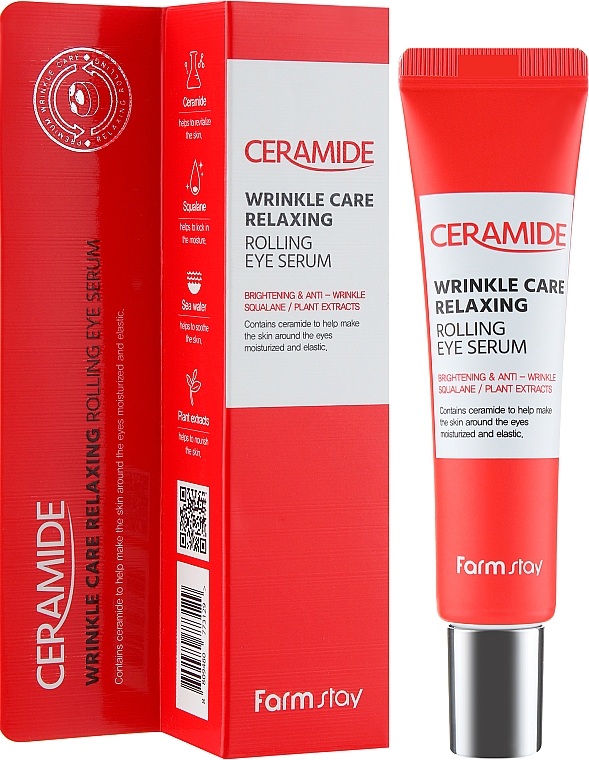Entspannendes Anti-Aging-Augenserum mit Ceramiden - FarmStay Ceramide Wrinkle Care Relaxing Rolling Eye Serum — Bild N2