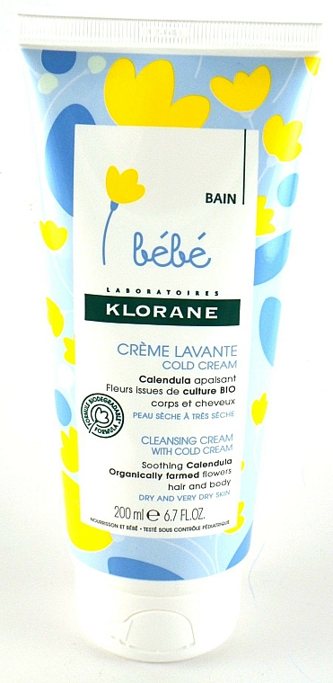 Reinigende feuchtigkeitsspendende Körpercreme für Kinder - Klorane Bebe Cleansing Cream with Cold Cream — Bild N2