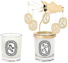 Düfte, Parfümerie und Kosmetik Kerzenset - Diptyque Carrousel Candle Gift Box Roses & Mimosa (Duftkerze 2x70g + Zubehör)