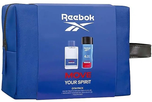 Reebok Move Your Spirit For Men  - Duftset (Eau de Toilette 100ml + Duschgel 250ml + Kosmetiktasche 1 St.)  — Bild N1