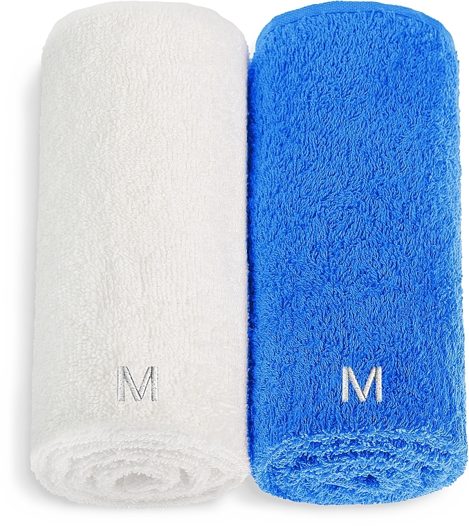 Gesichtstücher-Set weiß und blau Twins - MAKEUP Face Towel Set Blue + White — Bild N1