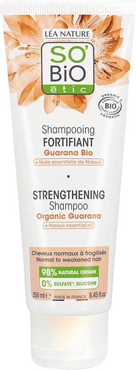 Stärkendes Haarshampoo mit Guarana- und Naioliöl - So'Bio Etic Strengthening Shampoo — Bild N1