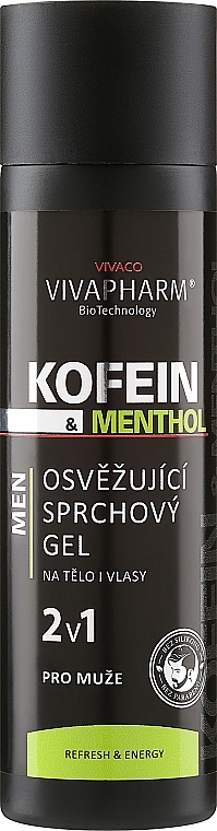 2in1 Erfrischendes Duschgel und Shampoo für Männer - Vivaco VivaPharm Caffeine & Menthol — Bild N1