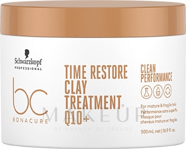 Haarmaske mit Coenzym Q10 - Schwarzkopf Professional Bonacure Time Restore Clay Treatment Q10+ — Bild 500 ml