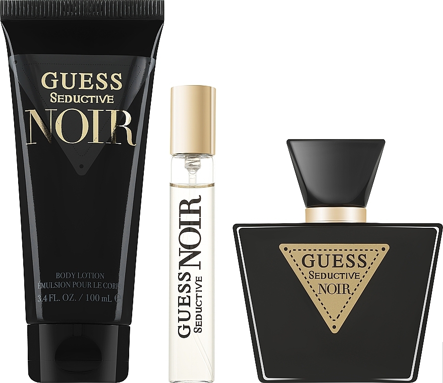 Set (Eau de Toilette 75 ml + Bodylotion 100 ml + Eau de Toilette 15 ml + Kosmetiktasche 1 St.) - Guess Seductive Noir  — Bild N1