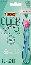 Düfte, Parfümerie und Kosmetik Damenrasierer mit 2 Ersatzklingen - Bic Click 3 Soleil Sensitive