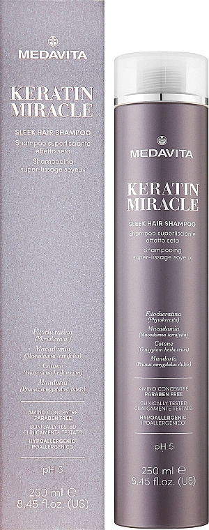 Ultraglättendes Haarshampoo mit Seideneffekt - Medavita Keratin Miracle Sleek Hair Shampoo — Bild N2