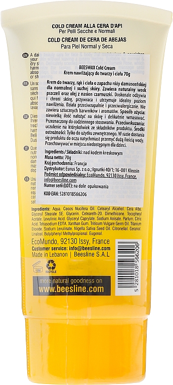 Universalcreme mit Bienenwachs für trockene und normale Haut - Beesline Beeswax Cold Cream — Bild N2