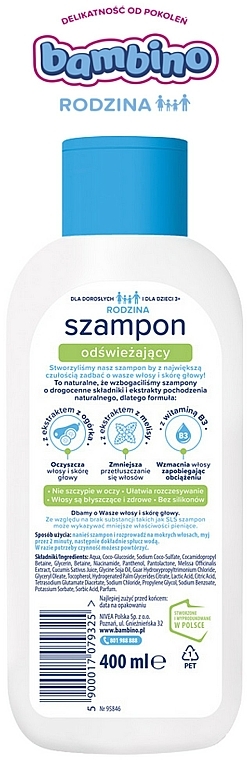 Erfrischendes Shampoo für normales bis fettiges Haar - Bambino Family Refreshing Shampoo — Bild N2