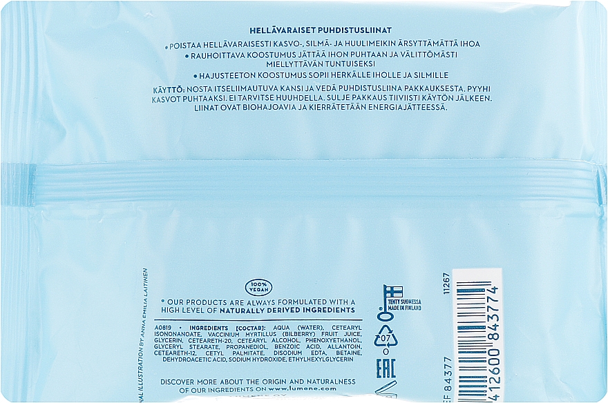 3in1 Make-up-Entfernungstücher - Lumene Herkka Gentle Makeup Removing Wipes — Bild N2