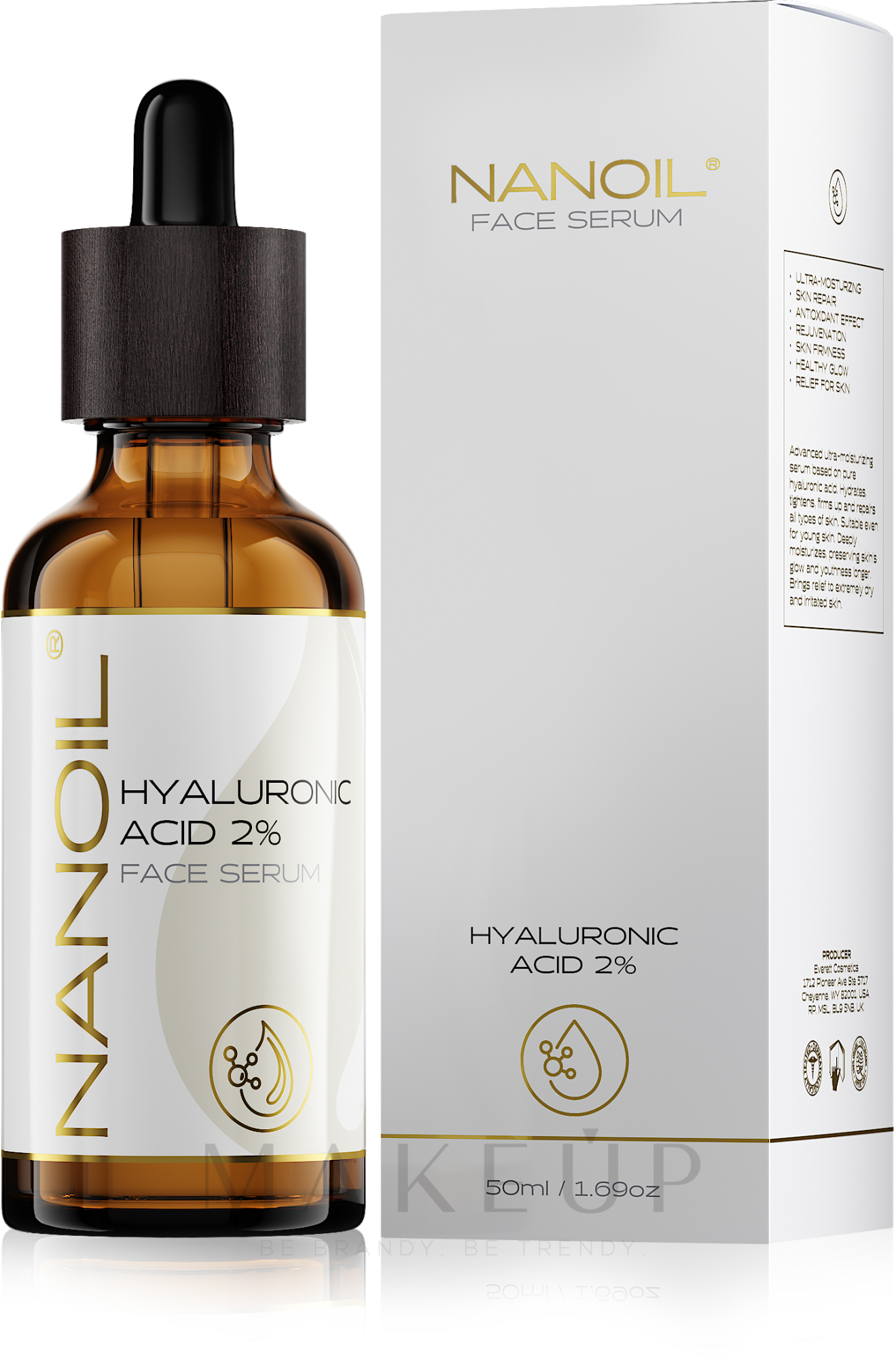 Feuchtigkeitsspendendes Gesichtsserum mit Hyaluronsäure - Nanoil Face Serum Hyaluronic Acid 2% — Bild 50 ml
