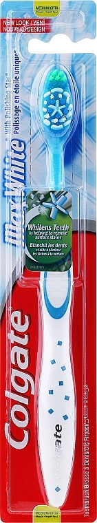 Zahnbürste mittel Max White hellblau-weiß - Colgate Max White Medium With Polishing Star — Bild N1