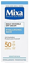 Feuchtigkeitscreme für den täglichen Gebrauch - Mixa Hyaluronic Acid Daily Invisible SPF50 Cream — Bild N2