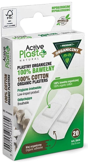 Baumwollpflaster 2x7 cm - Ntrade Active Plast Natural 100% Cotton Organic Plasters — Bild N1