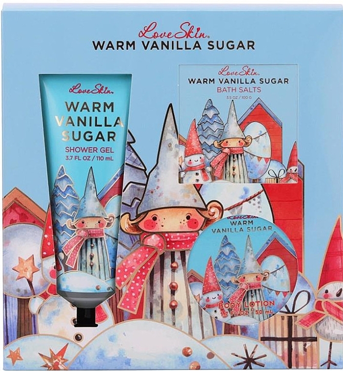 Set - Love Skin Warm Vanilla Sugar (Duschgel/110 ml +  Badesalz/100 g + Körperlotion/50 ml) — Bild N1