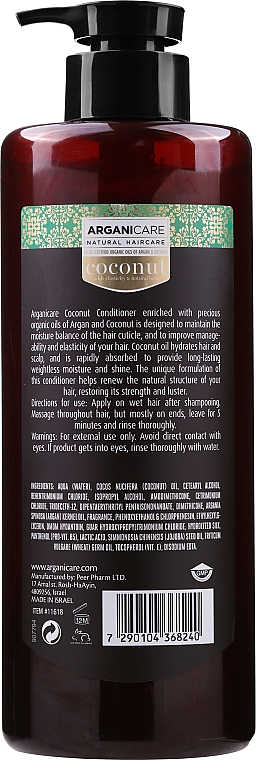 Haarspülung mit Kokosnuss für stumpfes, trockenes und strapaziertes Haar - Arganicare Coconut Conditioner For Dull, Very Dry & Frizzy Hair — Bild N4