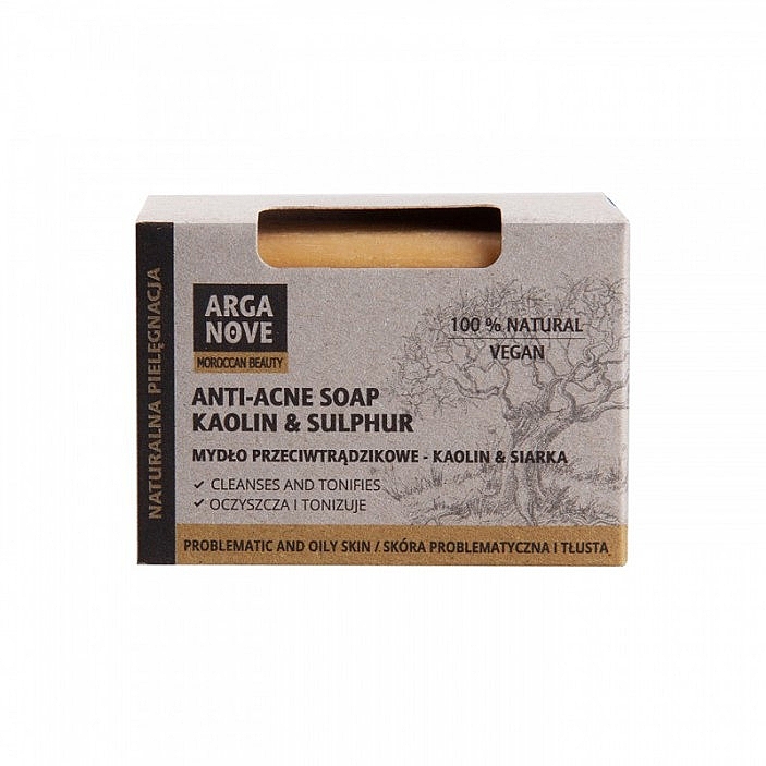 Anti-Akne Naturseife mit Kaolin und Schwefel - Arganove Kaolin & Sulphur Anti-Acne Soap — Bild N1