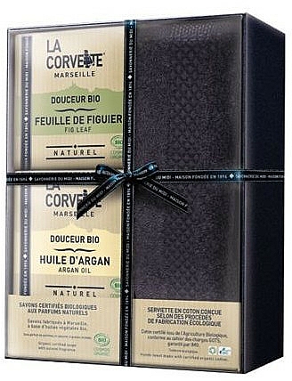 Seifenset - La Corvette Douceur Bio Gift Box (Seife 2x100g + Handtuch 1 St.) — Bild N1