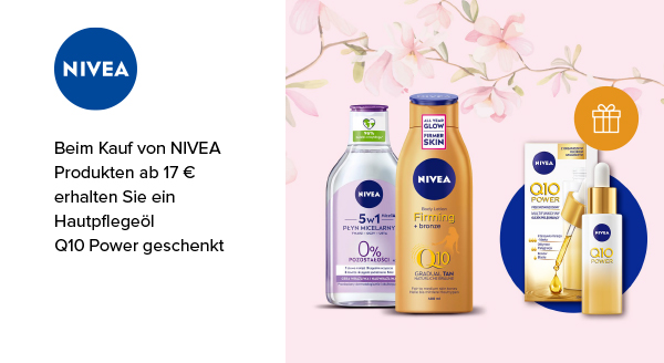 Beim Kauf von NIVEA Produkten ab 17 € erhalten Sie ein Hautpflegeöl Q10 Power geschenkt