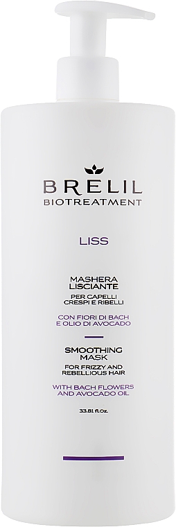 Glättende Maske für krauses und widerspenstiges Haar mit Bach-Blüten und Avocadoöl - Brelil Bio Treatment Liss Hair Mask — Bild N1