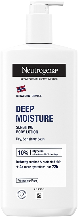 Tief feuchtigkeitsspendende Körperlotion für empfindliche Haut - Neutrogena Deep Moisture Sensitive Body Lotion — Bild N1