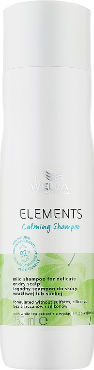 Beruhigendes Shampoo mit Weißtee-Extrakt für empfindliche oder trockene Kopfhaut - Wella Professionals Elements Calming Shampoo — Bild N2