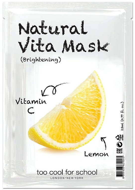 Aufhellende Tuchmaske für das Gesicht mit Vitamin C und Zitrone für strahlende Haut - Too Cool For School Natural Vita Mask Brightening — Bild N1