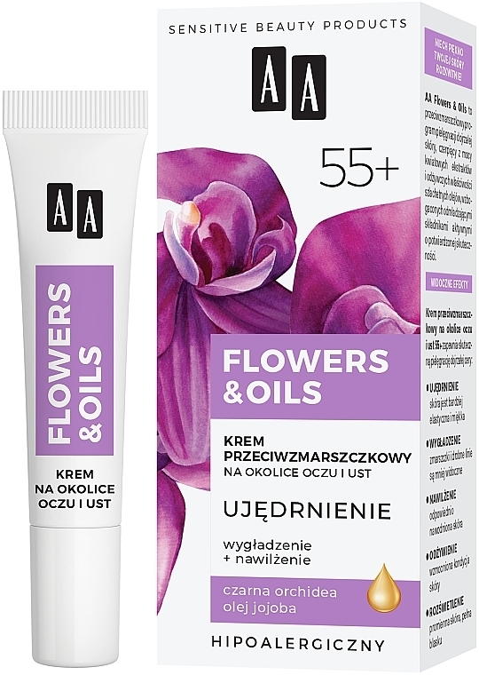 Straffende Augen- und Lippencreme gegen Falten 55+ - AA Flowers & Oils Eye And Lip Cream — Bild N3